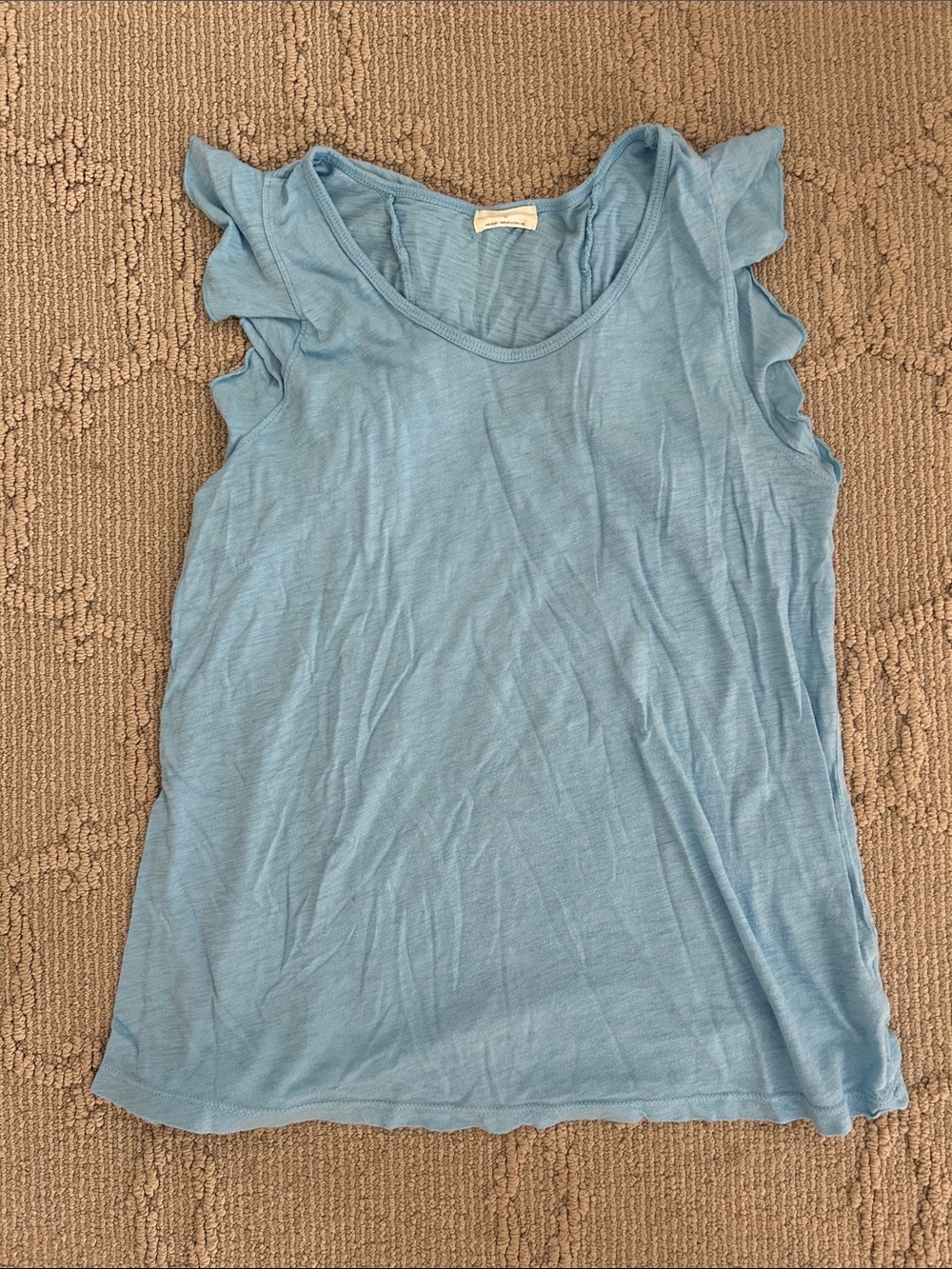 T.La Light Blue Ruffle Cap Sleeve Tee